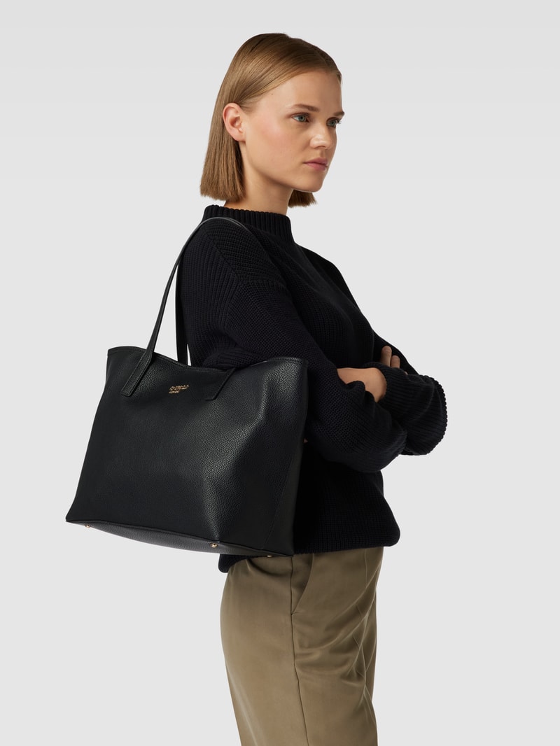 Shopper mit Label-Detail Modell 'VIKKY' in schwarz