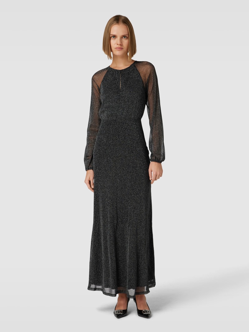 Abendkleid mit Effektgarn in schwarz
