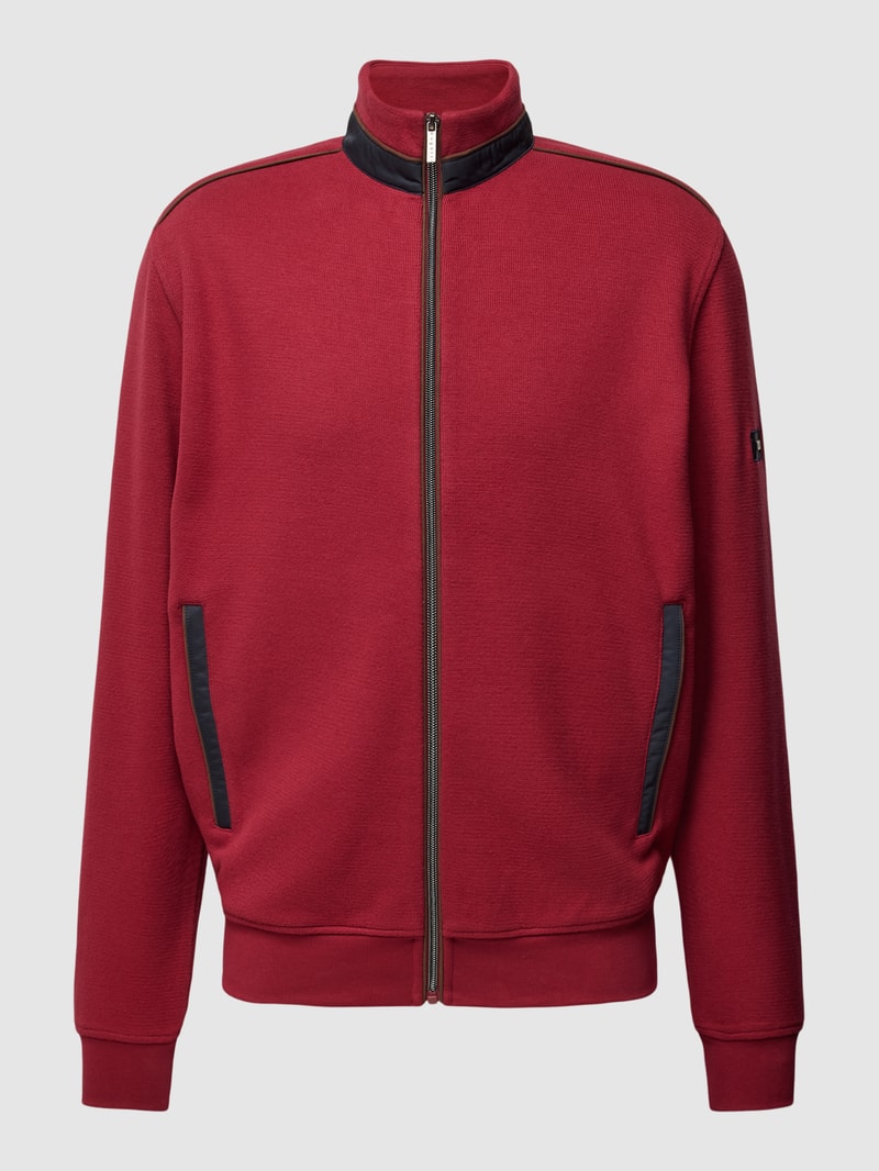 Sweatjacke mit Reißverschluss in bordeaux rot