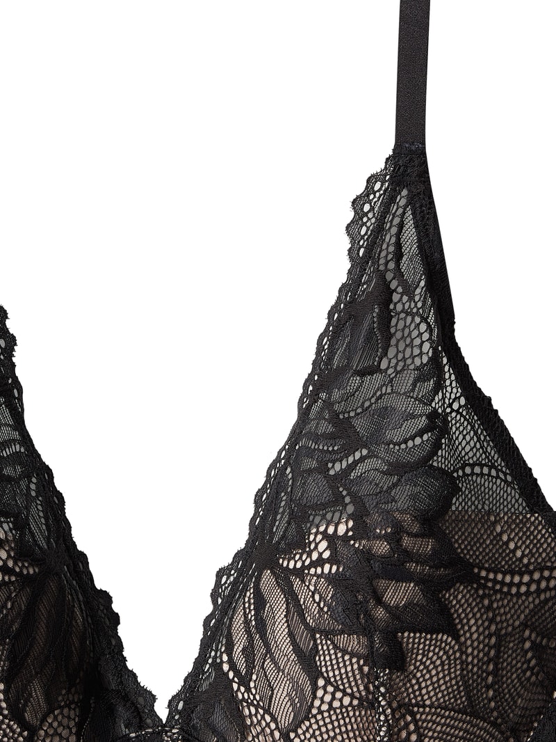Bralette aus floraler Spitze - wattiert in schwarz