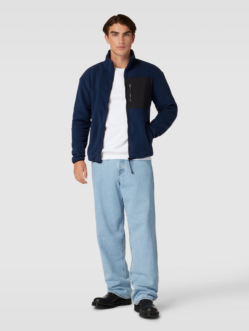 Sweatjacke mit Stehkragen in royalblau