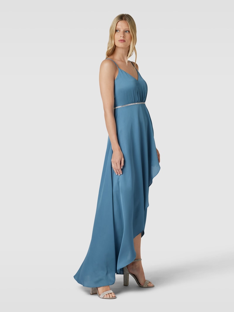 Abendkleid mit V-Ausschnitt in petrol