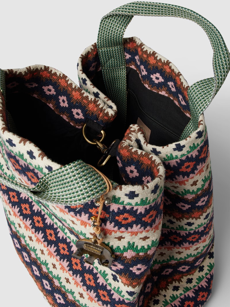 Tote Bag mit Allover-Muster in taupe