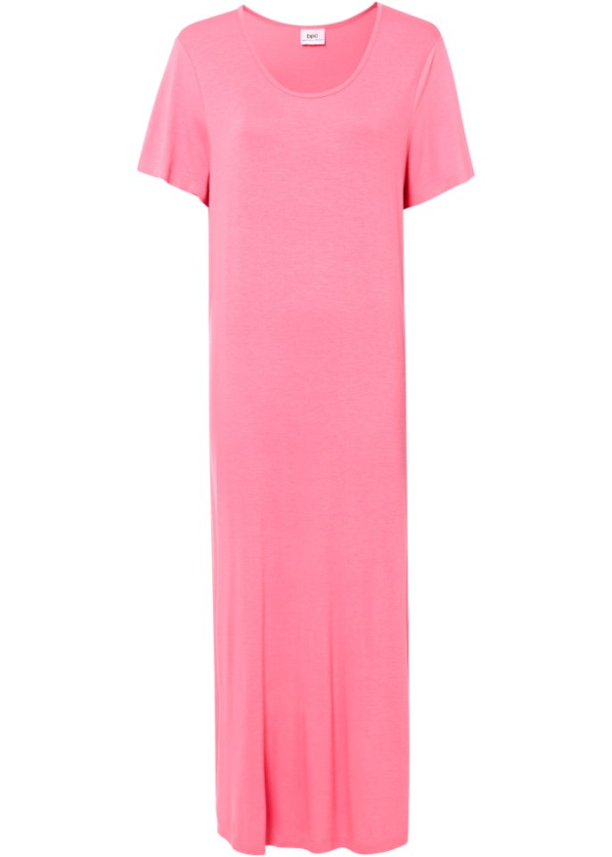 Bequem geschnittenes Shirt-Kleid mit Schlitz in Midi-Länge