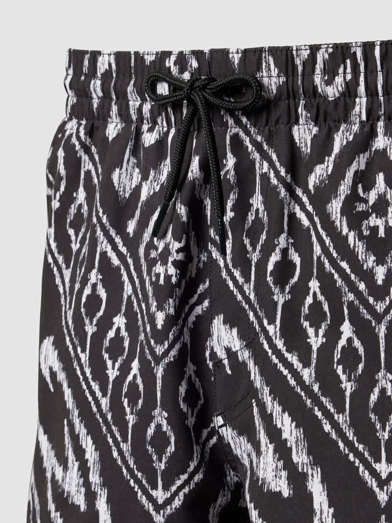 Badehose mit Allover-Motiv-Print Modell 'CALI' in schwarz