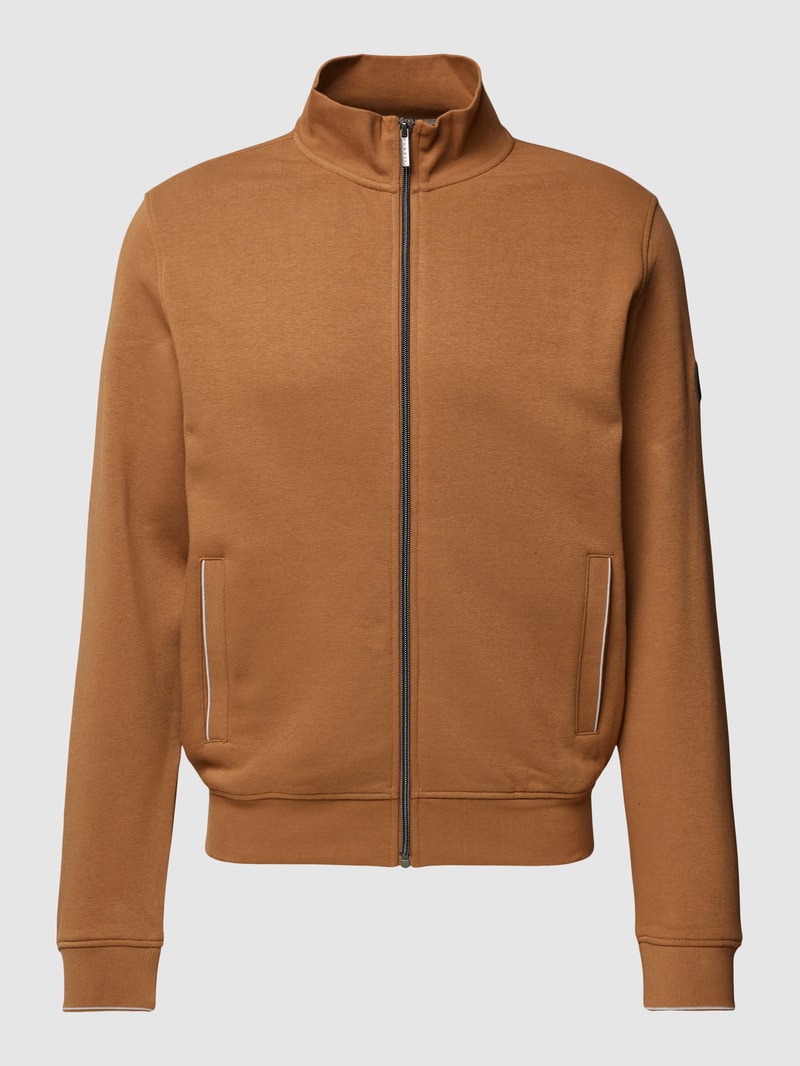 Sweatjacke mit Stehkragen in beige