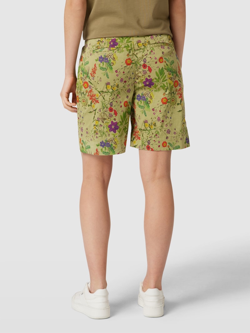 Bermudas mit Allover-Muster Modell 'JACQUELINE CURVY' in olivgrün