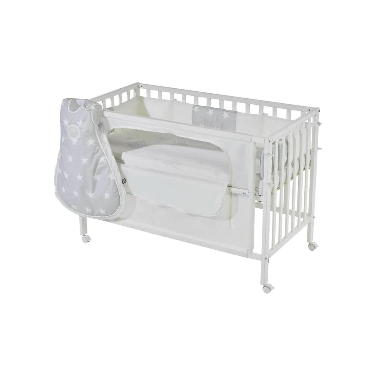 Room Bed 60 x 120 cm Sterne grau weiß