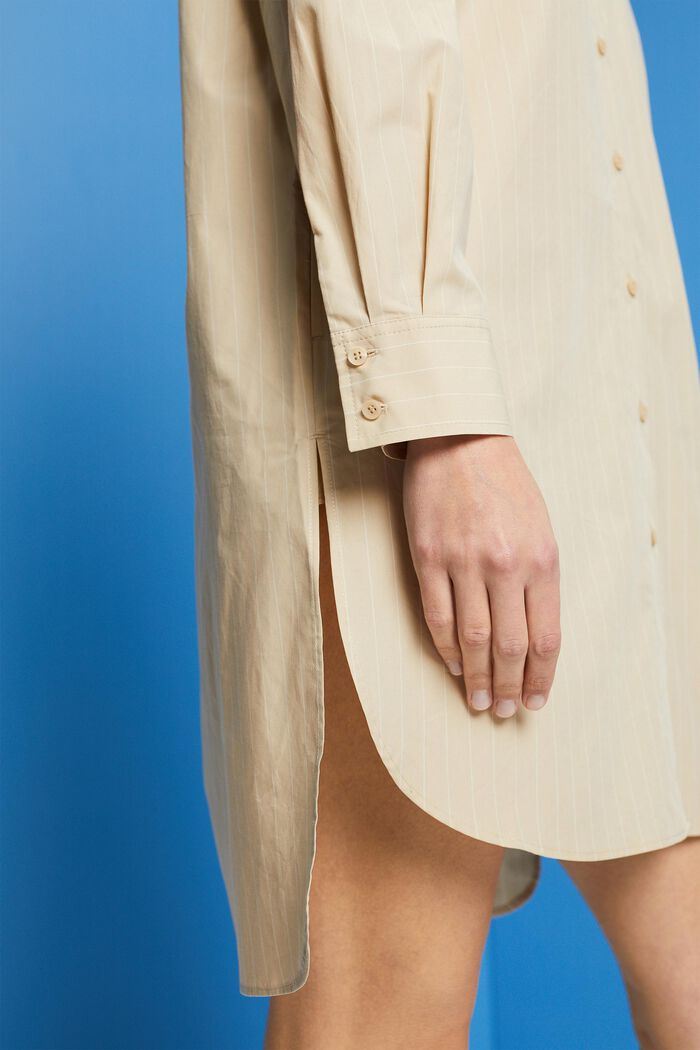 Hemdblusenkleid mit Nadelstreifen, 100 % Baumwolle