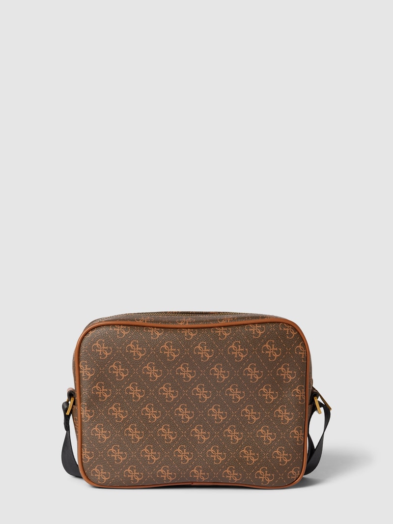 Umhängetasche mit Allover-Logo-Muster in cognac