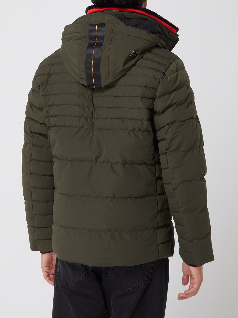 Steppjacke mit abnehmbarem Kunstfellbesatz Modell 'POLAR' in olivgrün