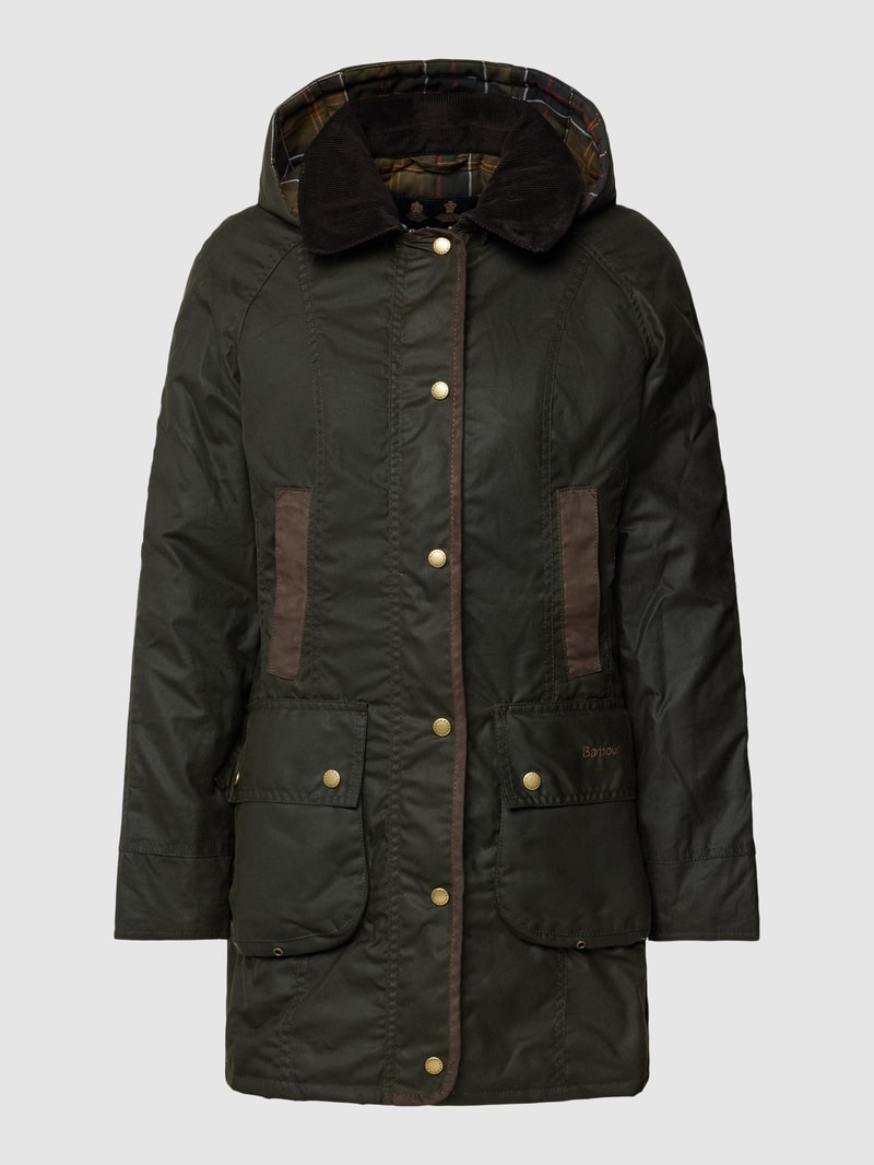 Jacke mit geripptem Umlegekragen Modell 'BOWER' in olivgrün
