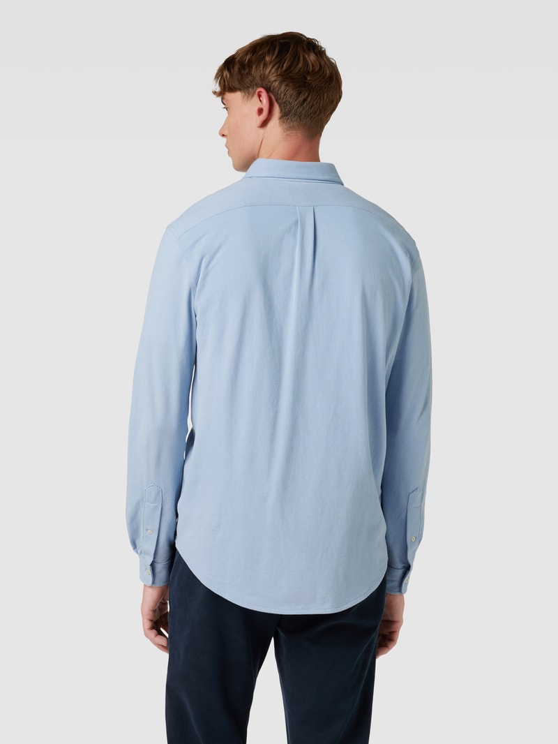 Regular Fit Freizeithemd mit Logo-Stitching in hellblau