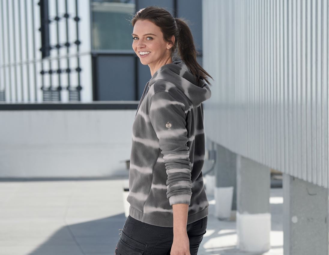 Fleece Hoody tie-dye e.s.motion ten, Damen