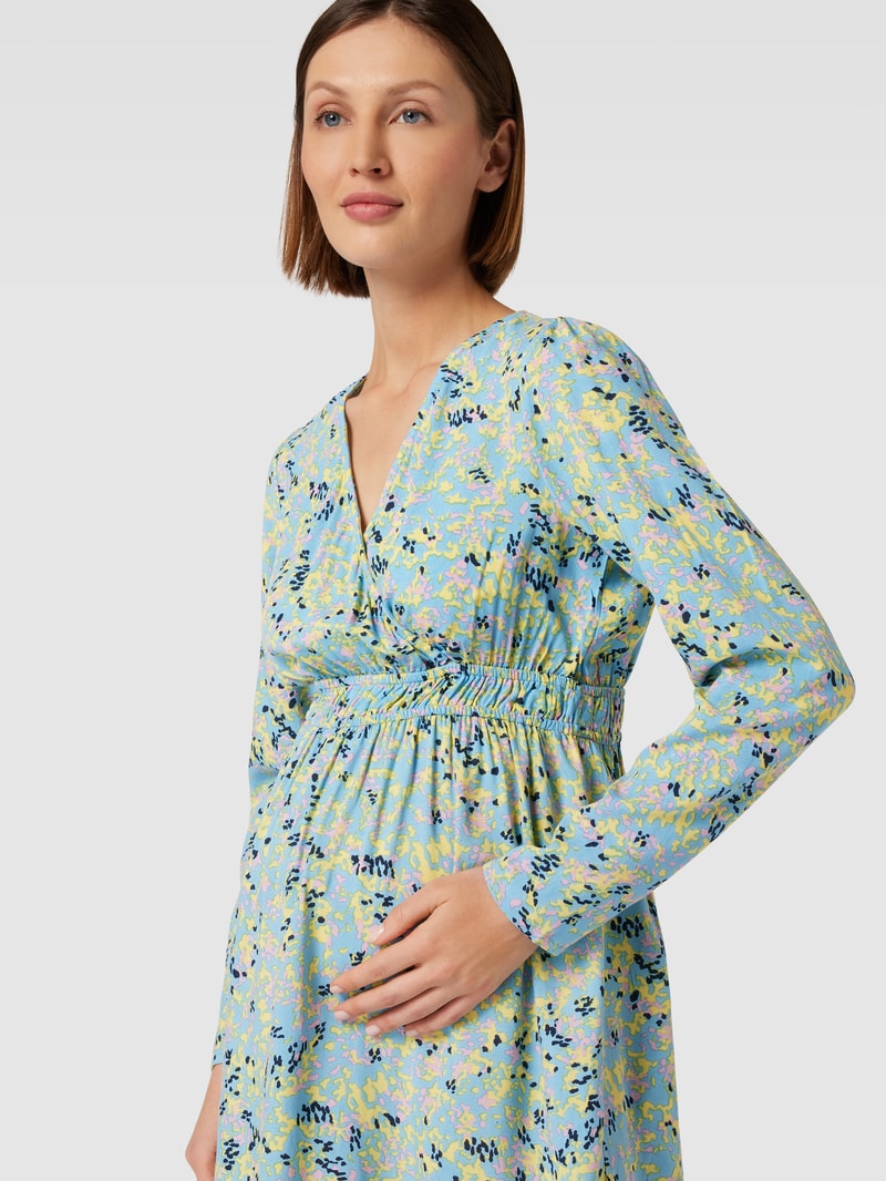 Knielanges Umstands-Kleid im Wickel-Look Modell 'Renee' in hellblau