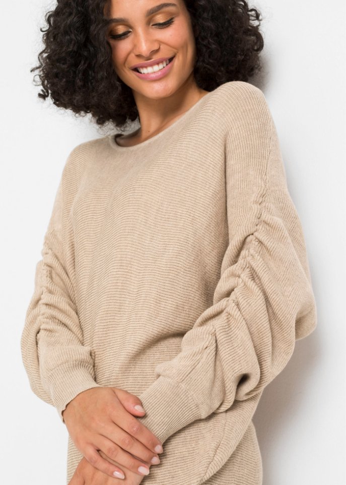 Pullover mit gerafften Ärmeln