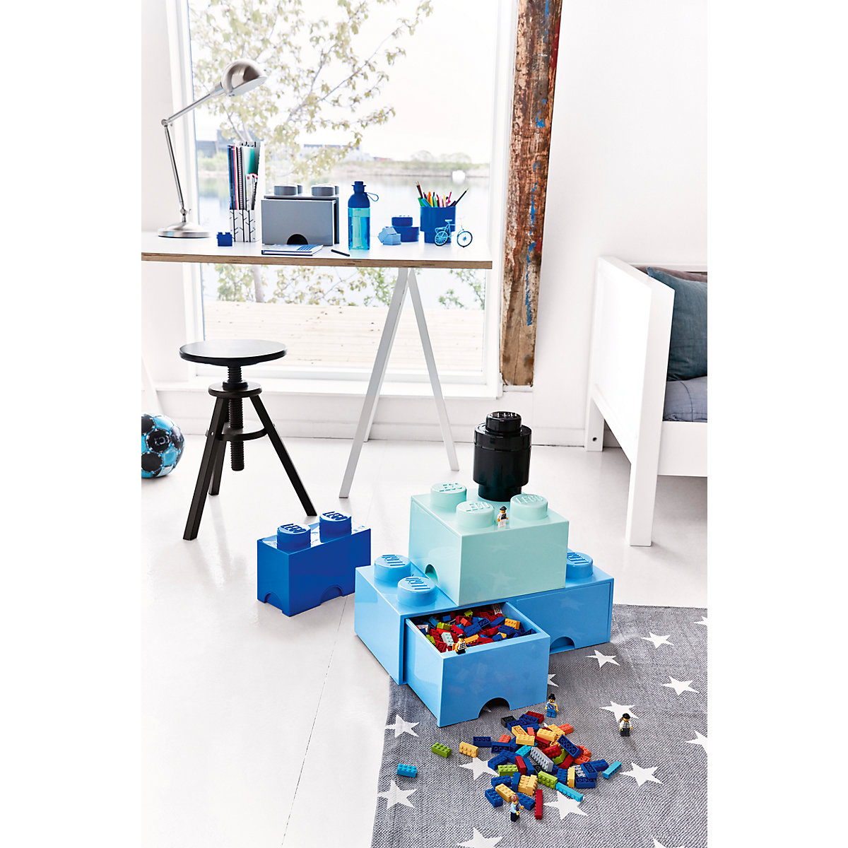 LEGO® Aufbewahrungsbox Storage Brick 8er blau mit Schublade, 50 x 25 x 18 cm