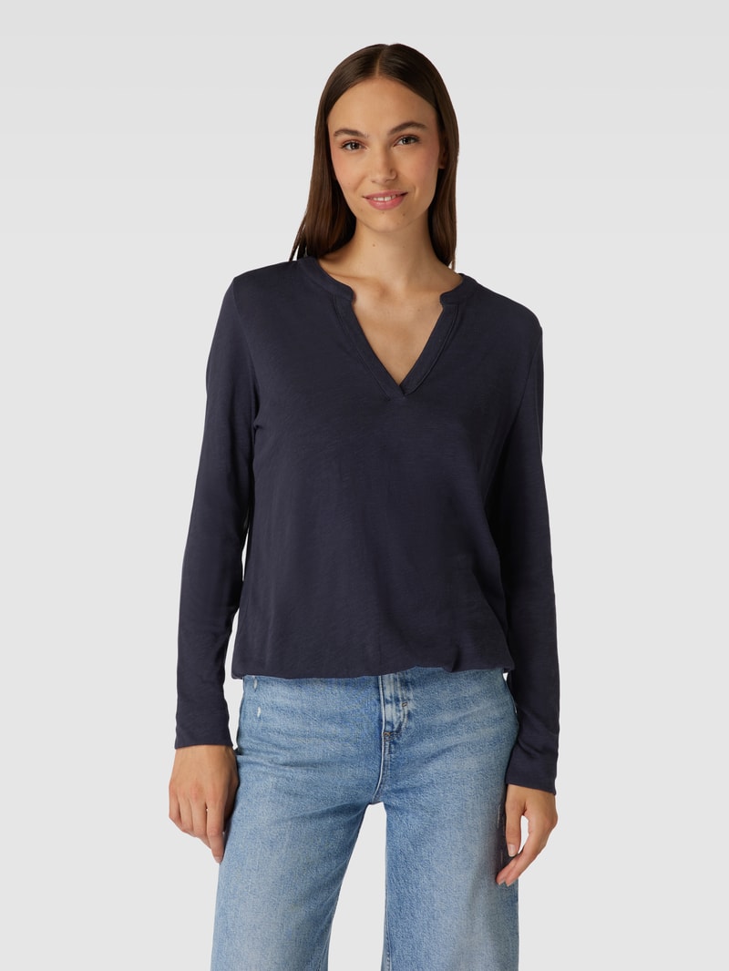 Blusenshirt mit V-Ausschnitt in marineblau