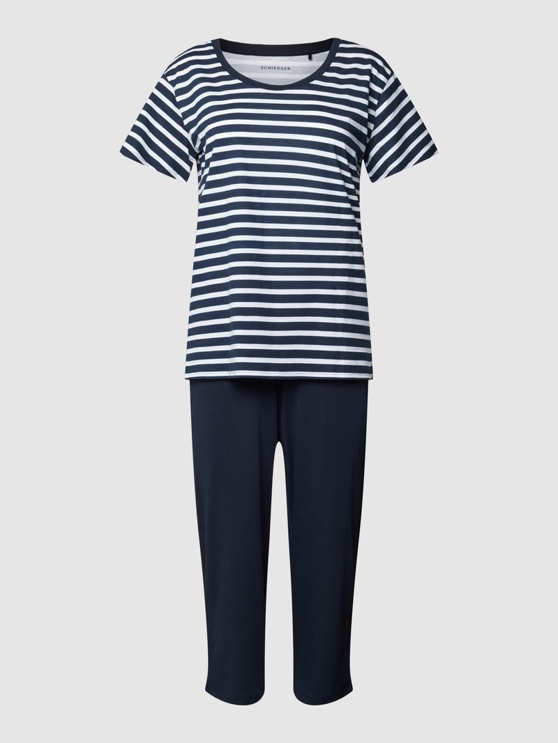 Pyjama mit Streifenmuster in marineblau