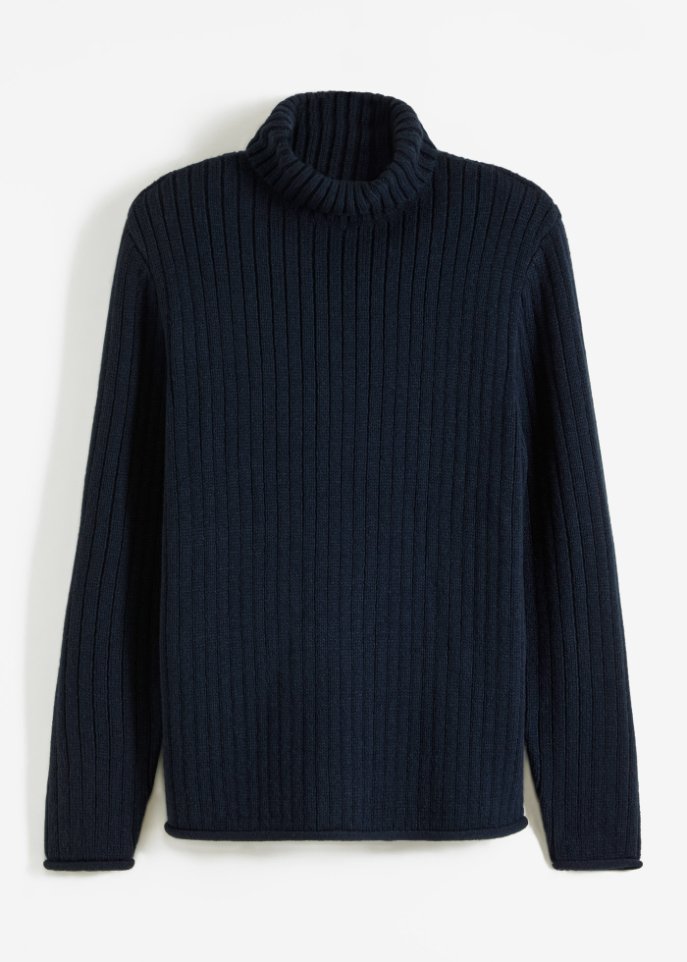 Rollkragenpullover in Rippstrick