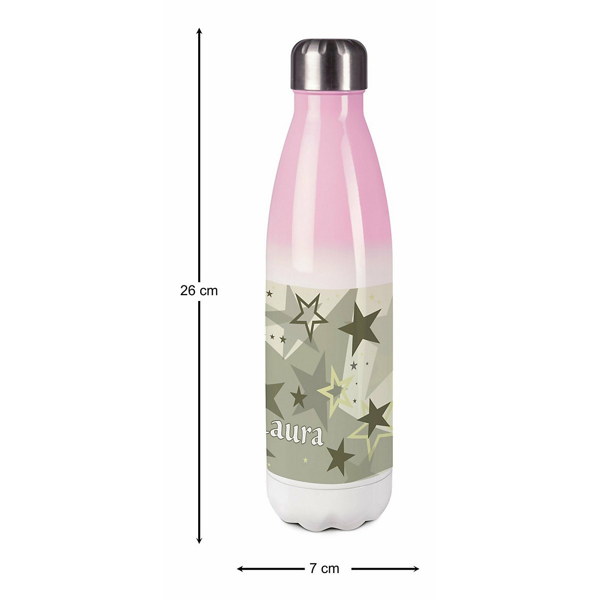 Edelstahl Kinder Thermoflasche / Trinkflasche bunt Sternenhimmel Farbe grau beige Spülmaschinenfest, Auslaufsicher, Bruchfest, Doppelwandig, Für Heißgetränke geeignet, Mit Deckel, Isoliert