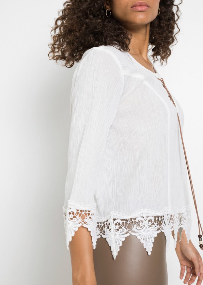 Bluse mit Schnürung und Spitzendetails