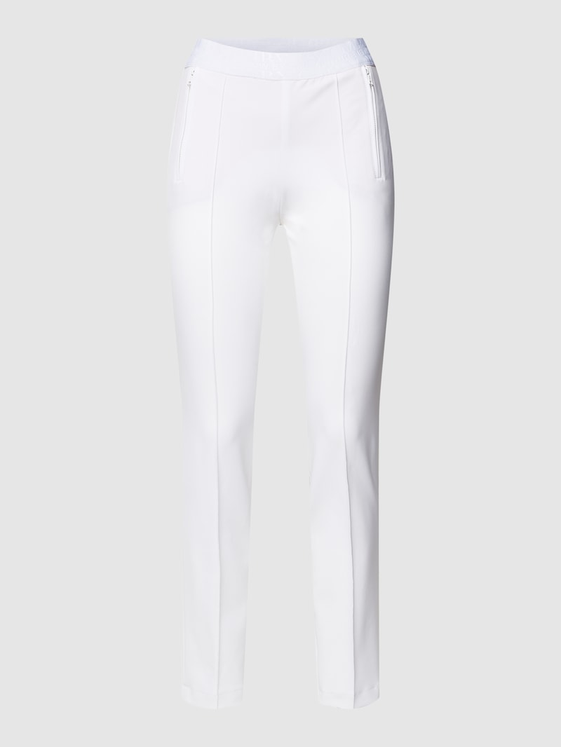 Stoffhose mit elastischem Logo-Bund Modell 'Rike' in weiß