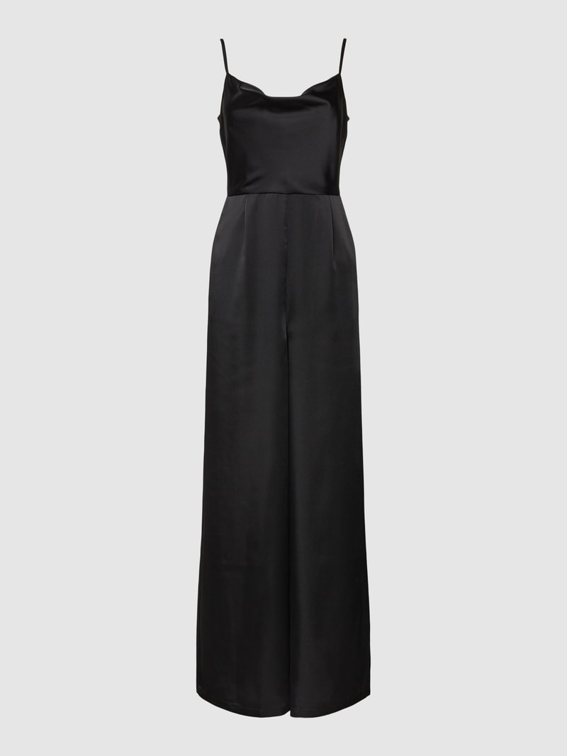 Jumpsuit mit Wasserfall-Ausschnitt in schwarz