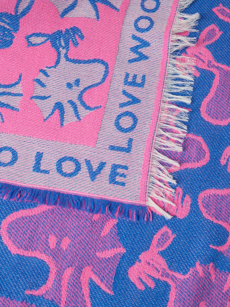 Schal mit Label-Print in pink