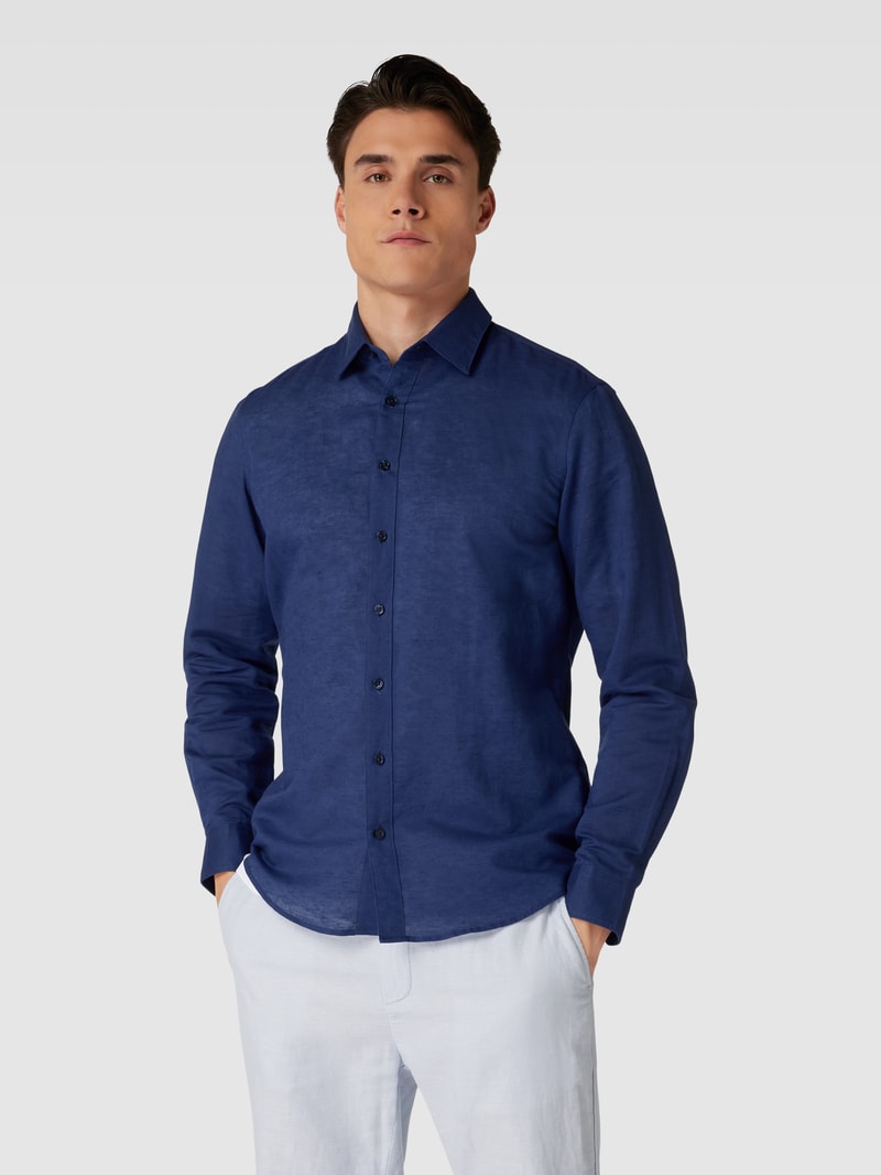 Freizeithemd mit Knopfleiste in marineblau