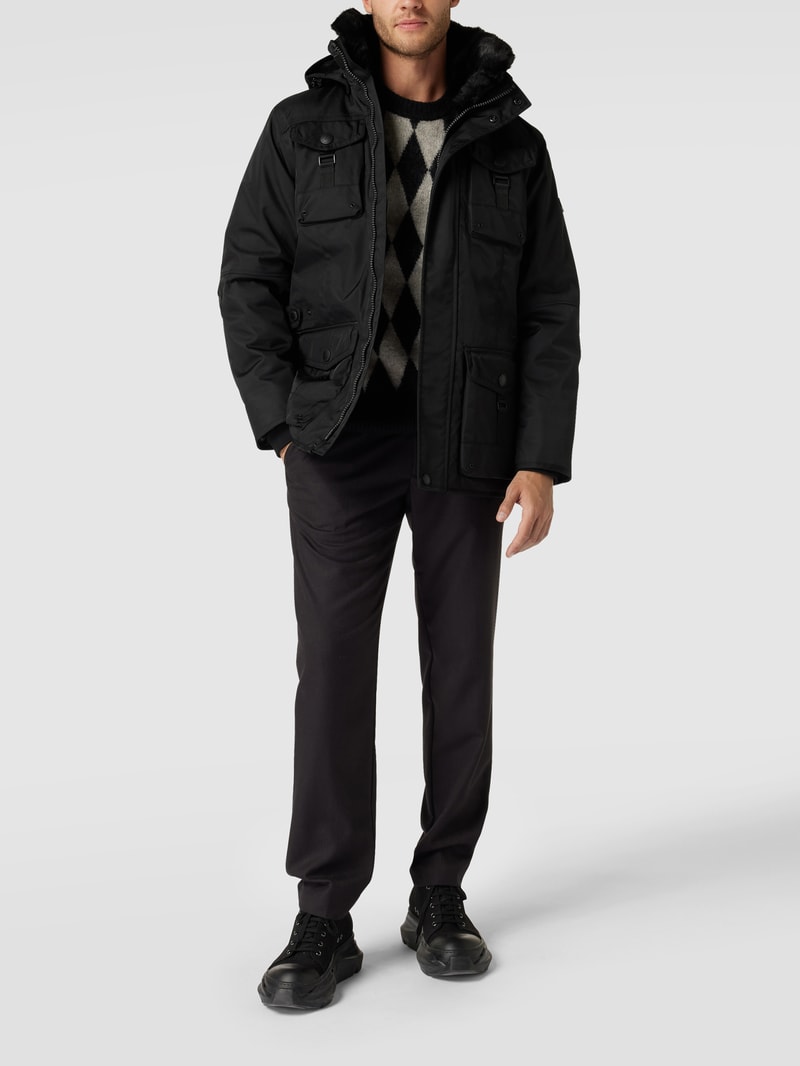 Funktionsjacke mit Label-Detail in schwarz