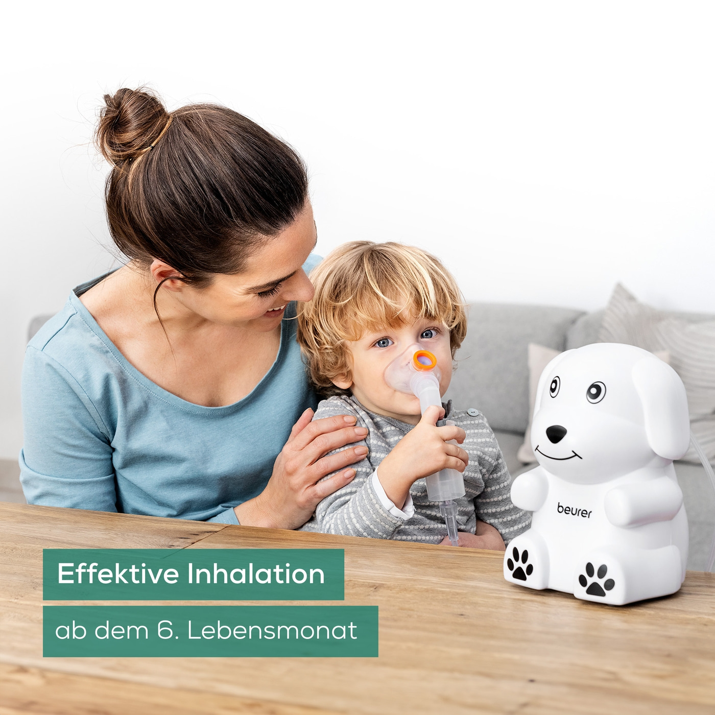 Beurer Inhalator IH 24 Kids-Kinder Inhalator in süßem Hundedesign mit Kompressor-Drucklufttechnologie
