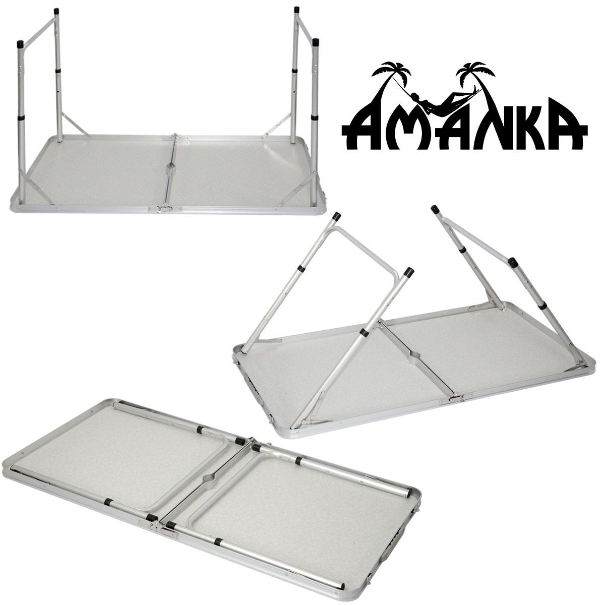 AMANKA 120x60 Anthrazit Campingtisch mit 4 Hockern