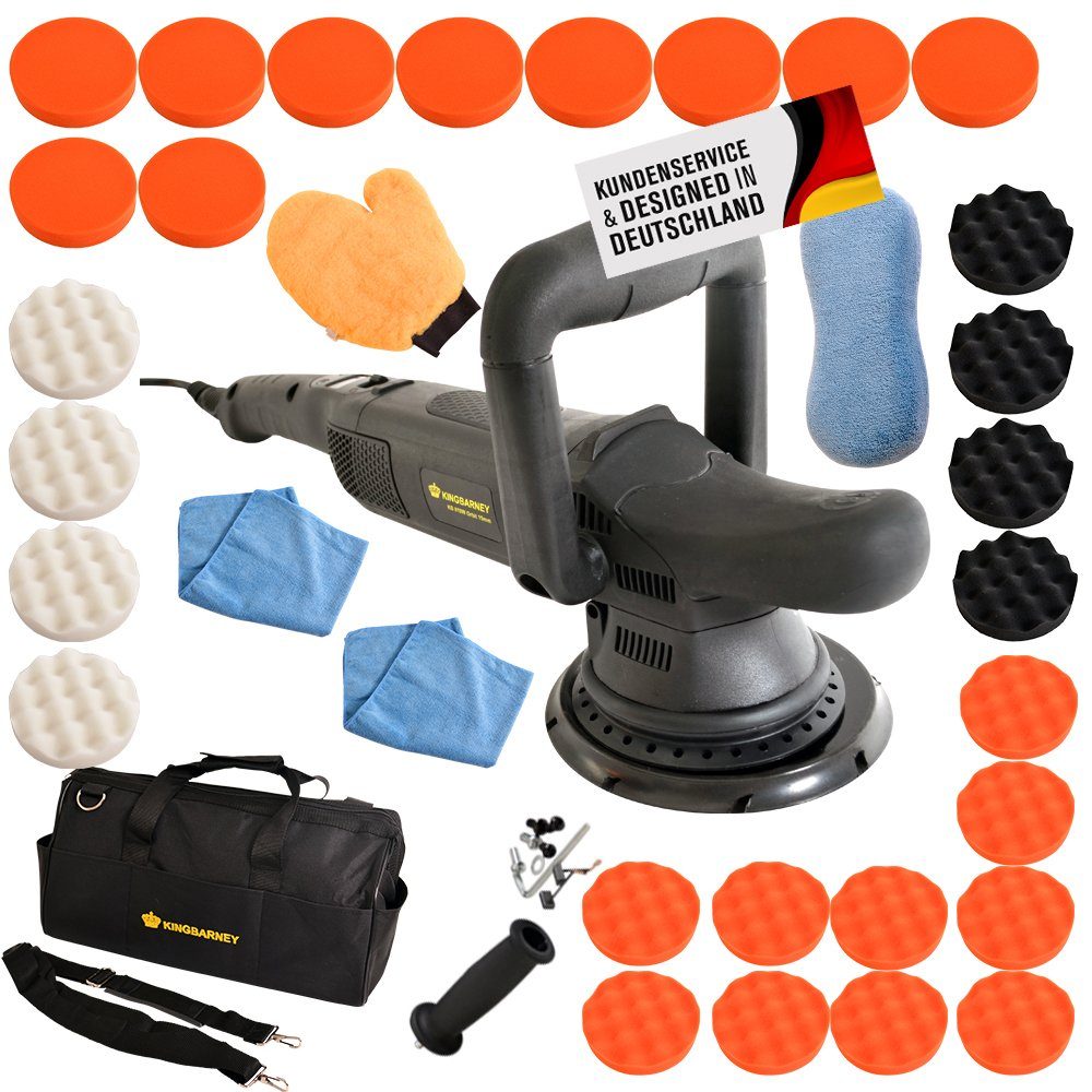 PROMAFIT Exzenter Poliermaschine Poliermaschine 810 W 15mm Hub (XXL), 1650 min. U/min, 4800 max. U/min, (Set, XXL), ohne Akku und Ladegerät, Poliermaschine für Rechts- und Linkshänder
