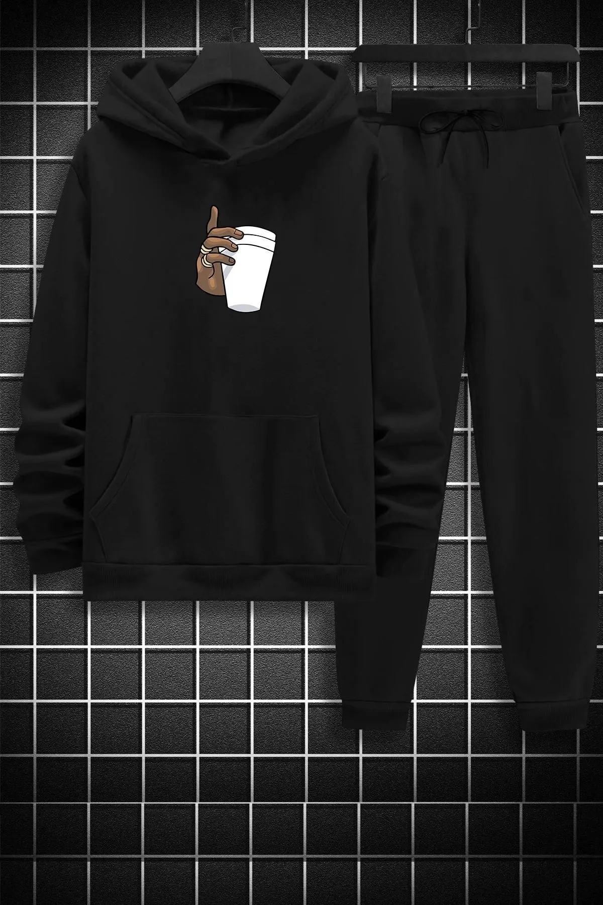uyguntarz  Unisex-Trainingsanzug-Set mit Tupac Coffee-Aufdruck