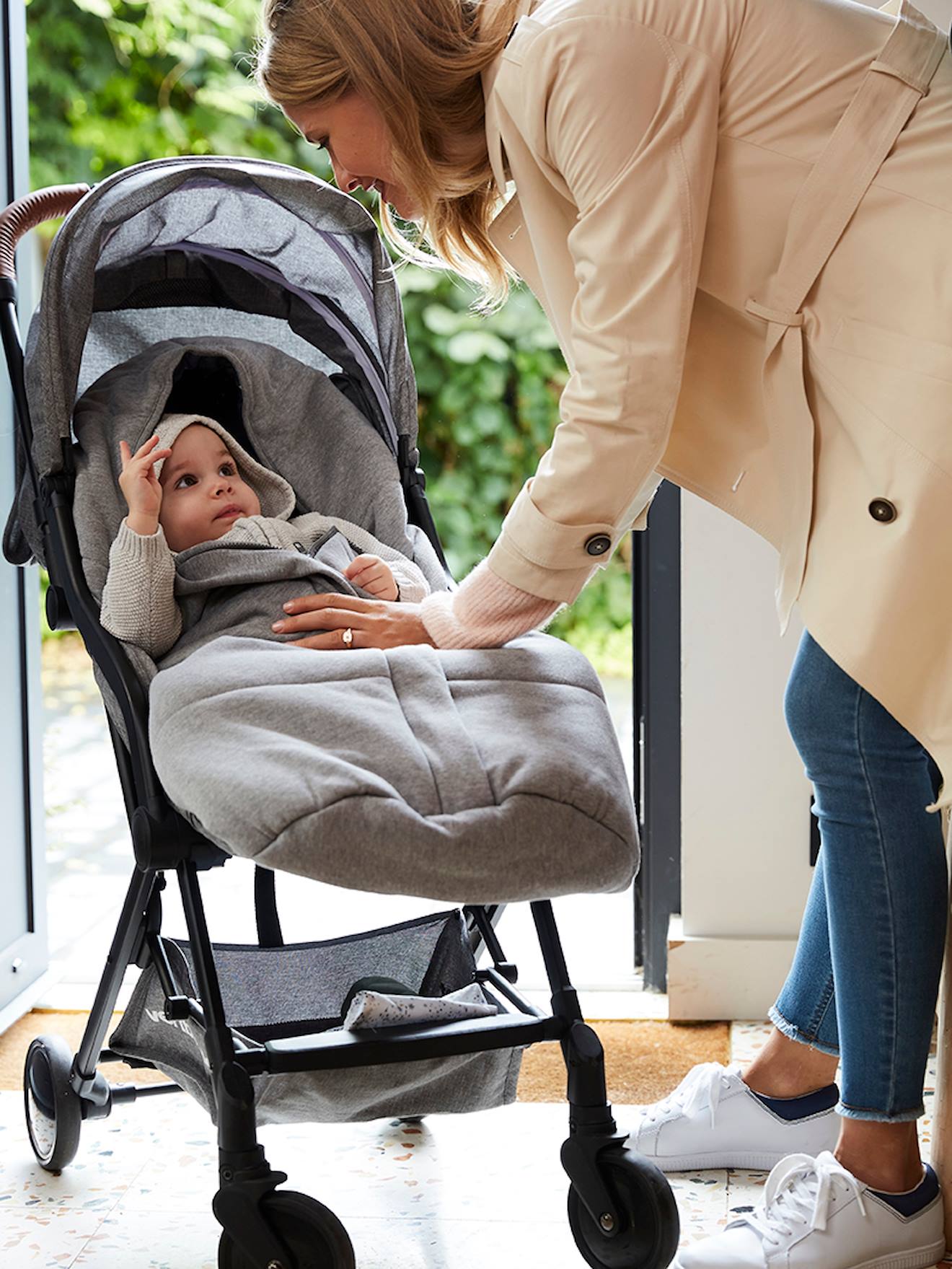Vertbaudet Sweat-Fußsack für Kinderwagen Oeko-Tex - nachtblau