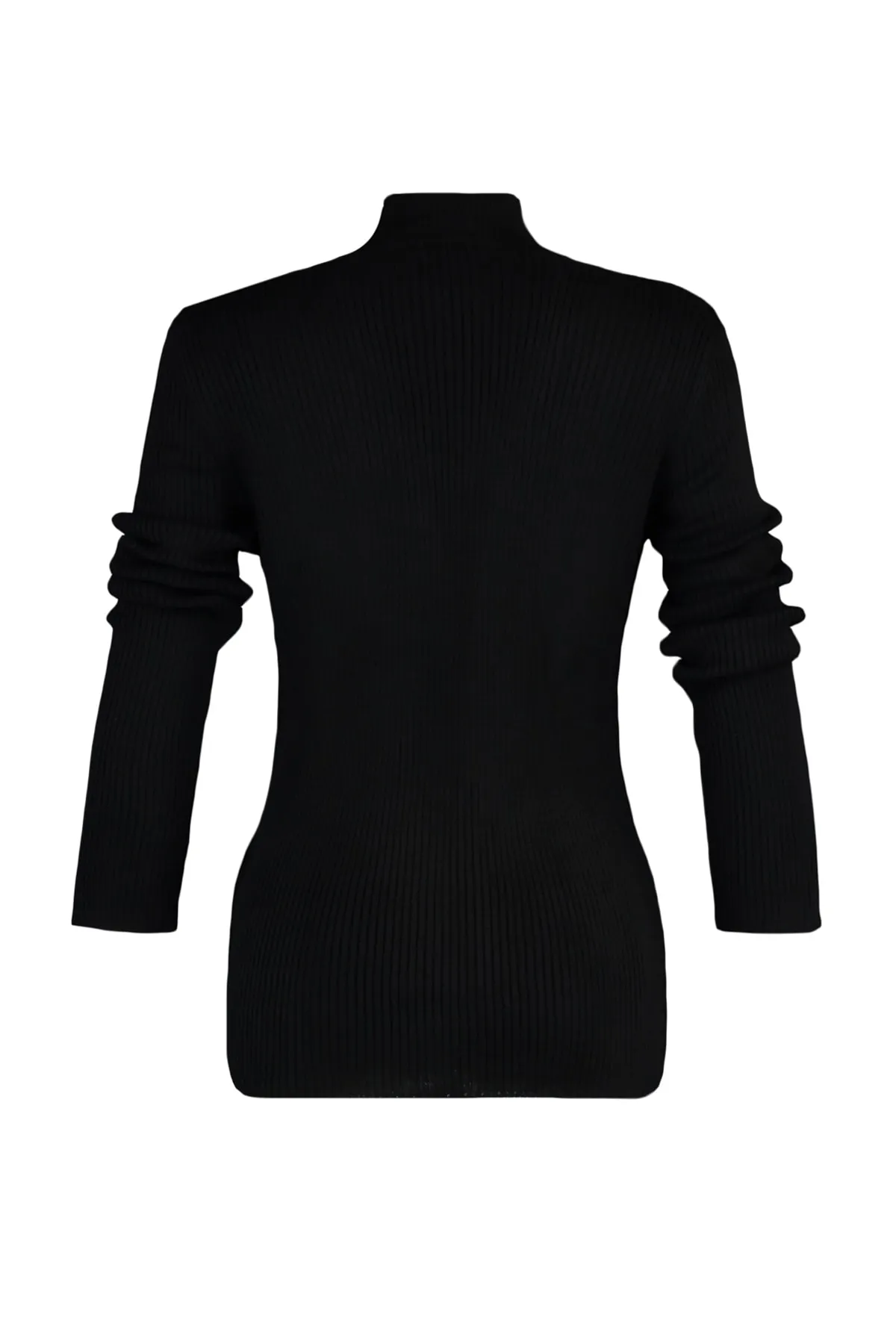 Trendyol Curve  Schwarzer dünner Strickpullover mit halbem Rollkragen TBBAW23AN00022