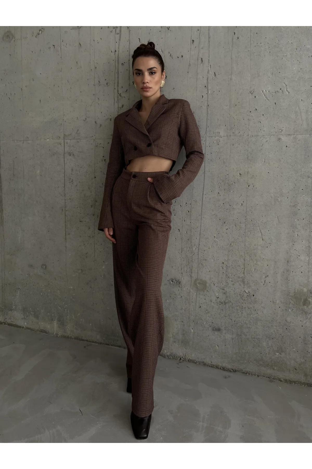 Laluvia  Set aus Jacke und Hose in Weinrot mit Karomuster