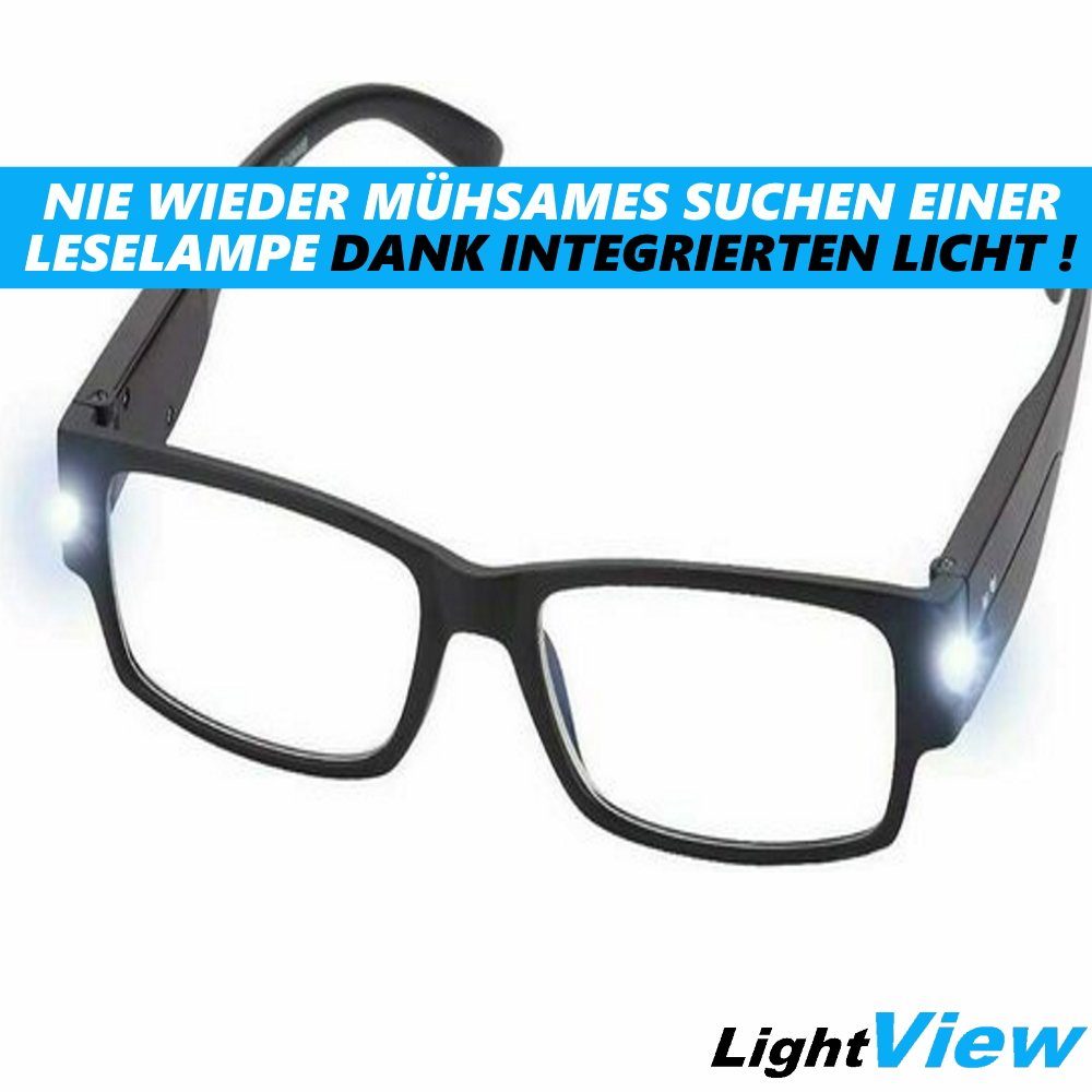 MAVURA Lesebrille LightView LED Lesebrille Lesehilfe Licht Unisex Leselicht, Brille mit Blaulichtfilter Schwarz 1 2 3 Dioptrien