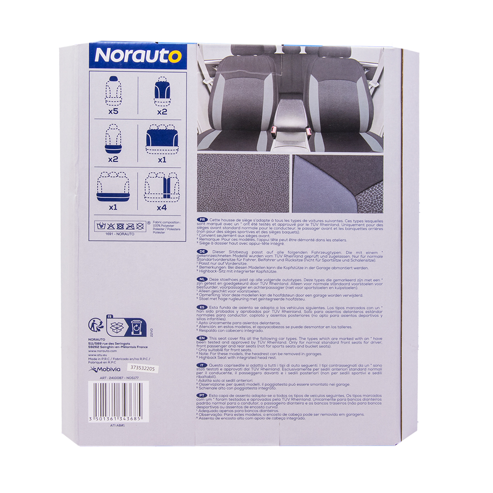 Set Norauto Ganimede Universal-Sitzbezüge grau/schwarz - ATU
