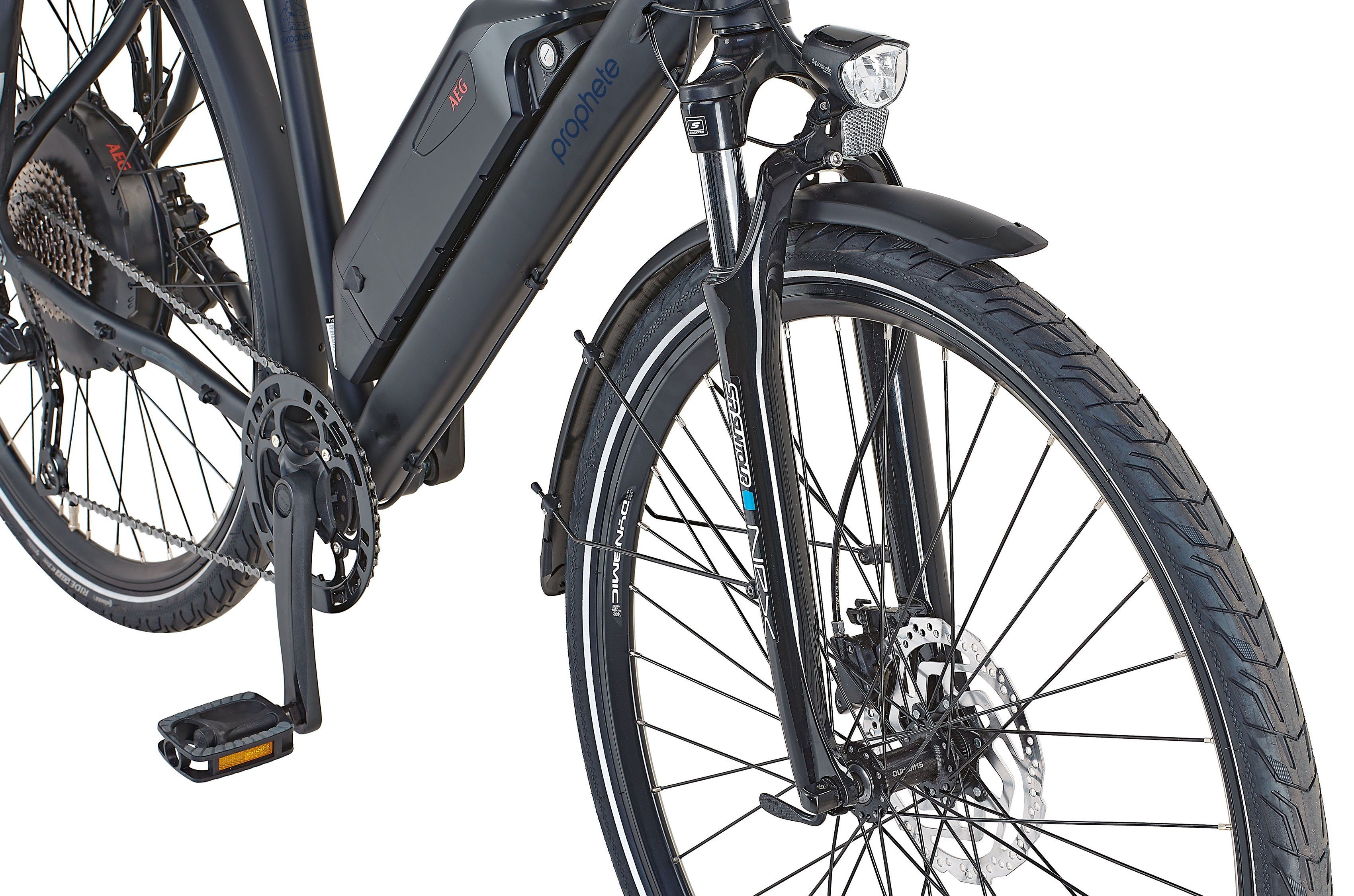 Prophete E-Bike Prophete Entdecker e2000 Herren, 10 Gang Shimano Deore RD-T6000 Schaltwerk, Kettenschaltung, Heckmotor, 614 Wh Akku, (mit Gepäckträgertasche, mit Lenkertasche)