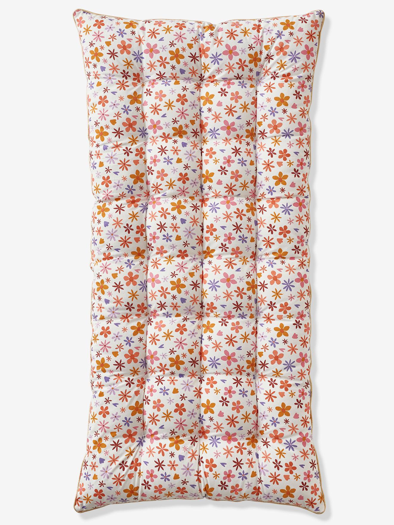 Vertbaudet Kinderzimmer Bodenmatratze POP FLOWER mit Blumen, wendbar - rosa
