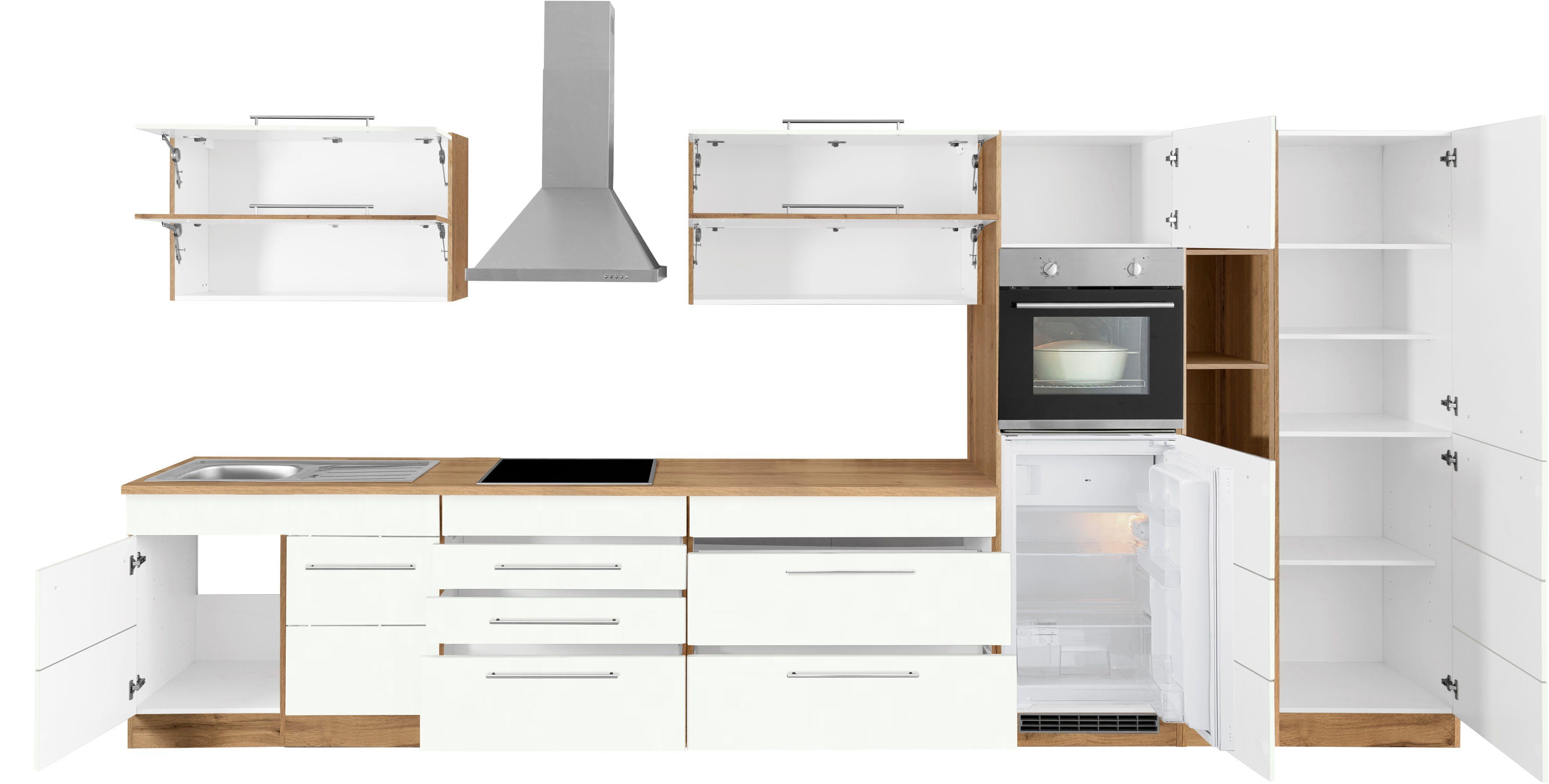 HELD MÖBEL Küchenzeile Wien, Breite 430 cm, wahlweise mit E-Geräten und Induktion