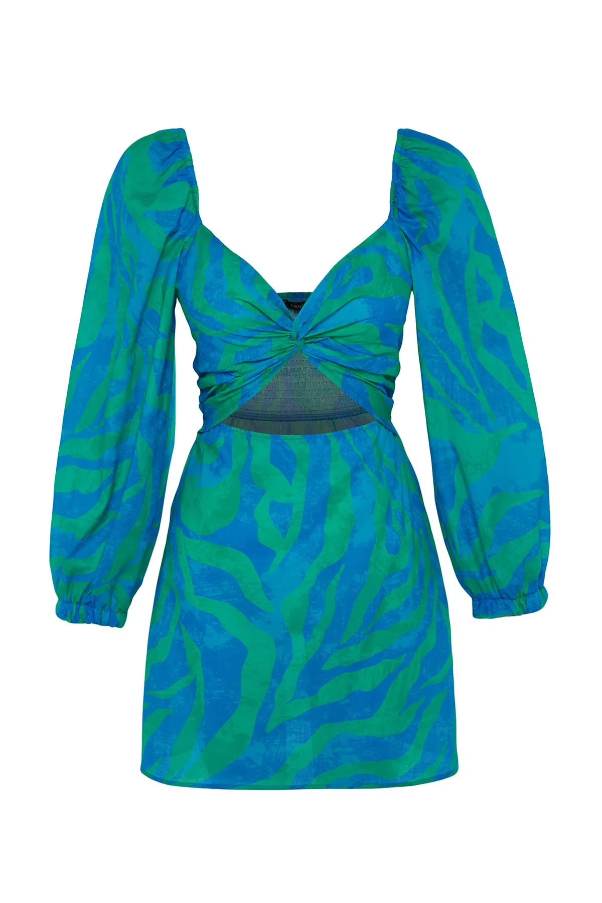 Trendyol Collection  Mini-Strandkleid aus 100 % Baumwolle mit gewebtem Cut-out/Fenster und abstraktem Muster TBESS23EL00175