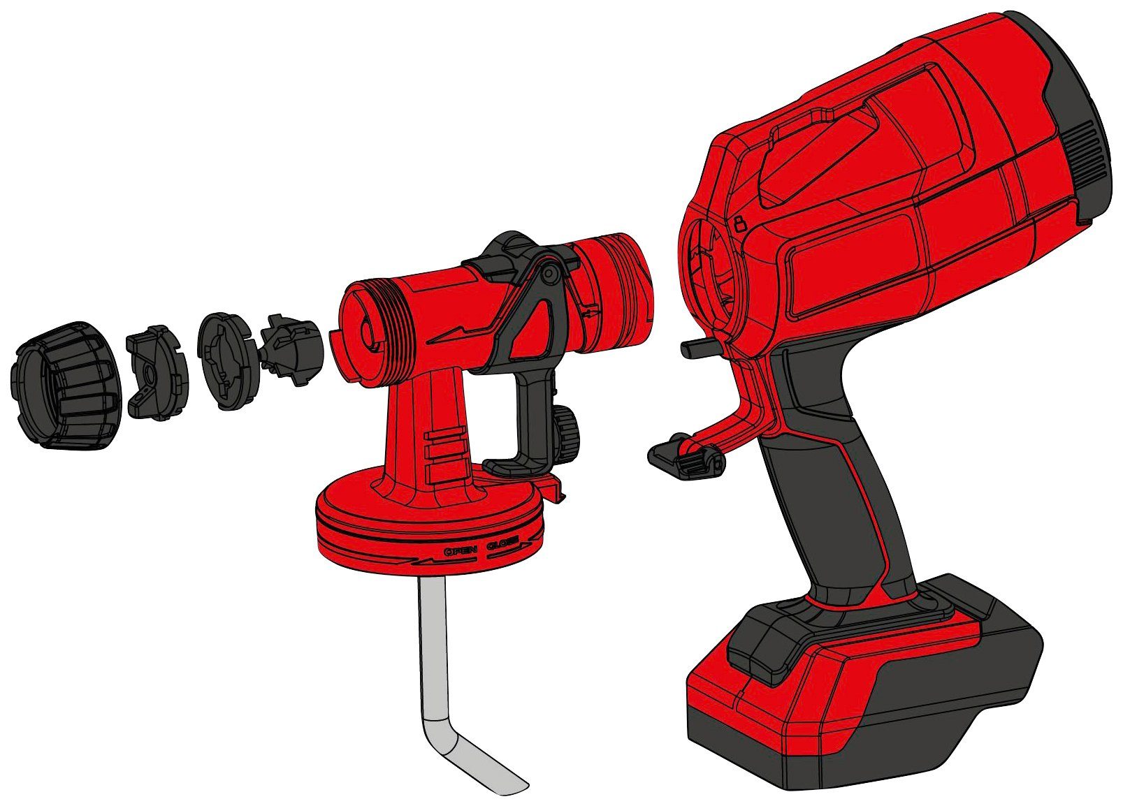 Einhell Farbsprühgerät TC-SY 18/60 Li-Solo, (8-tlg), Akku-Farbsprühsystem (Sprühpistole), ohne Akku
