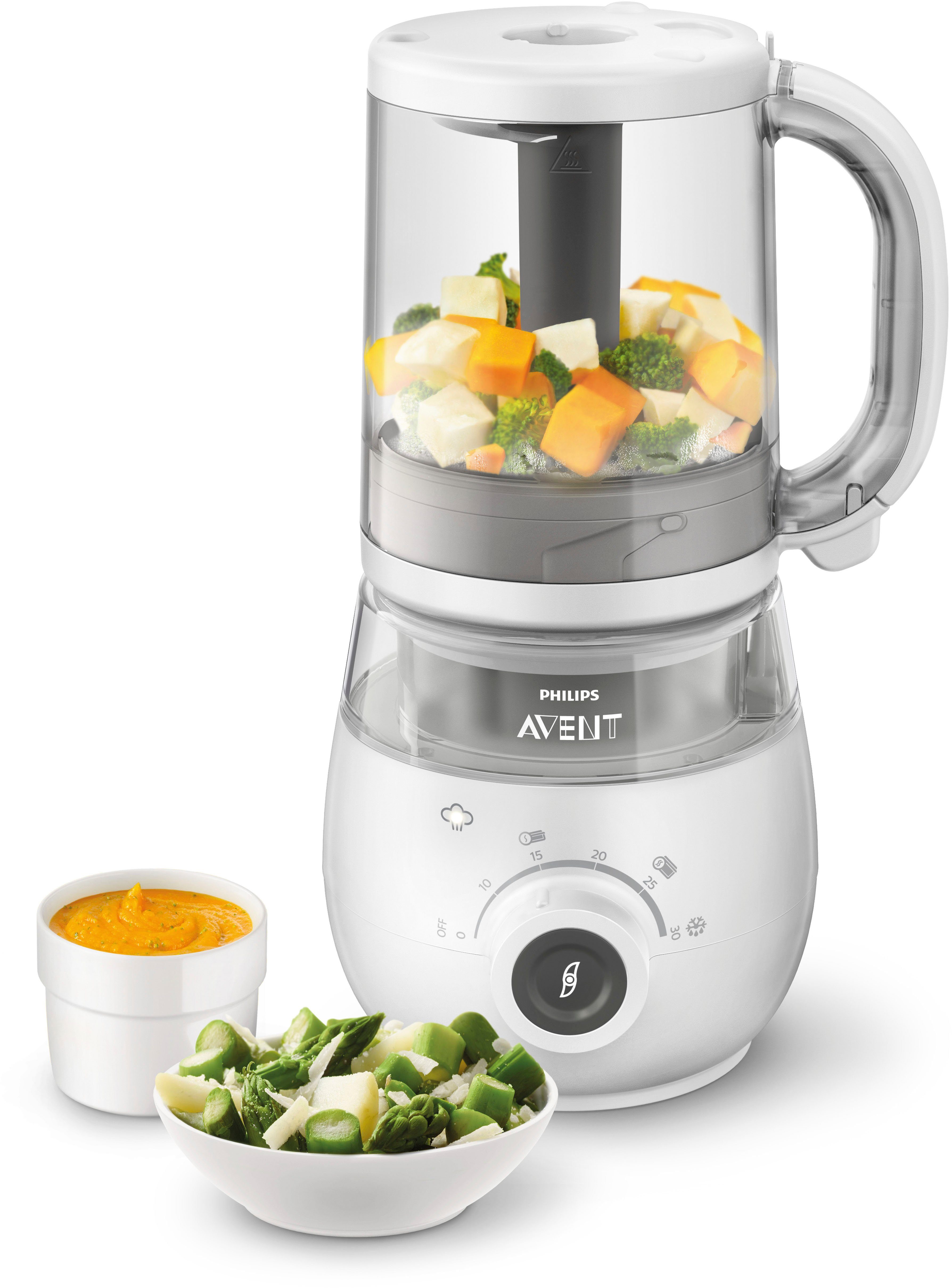Philips AVENT Babynahrungszubereiter SCF883/01, 400 W, 4-in-1 Funktion, Dampfgaren, Mixen, Auftauen Aufwärmen