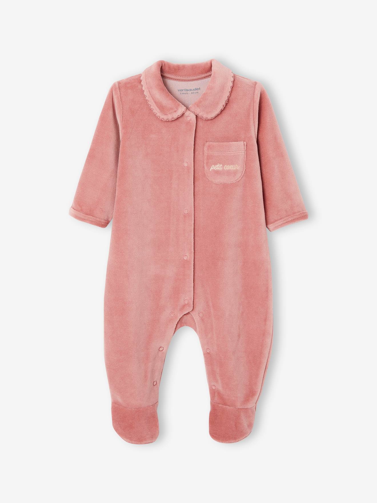 Vertbaudet 2er-Pack Baby Samt-Strampler Oeko-Tex - altrosa