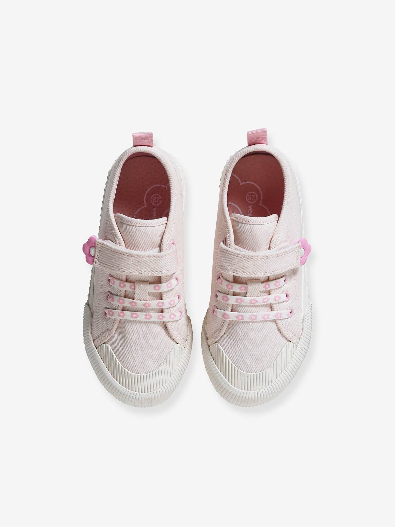 Vertbaudet Mädchen Stoff-Sneakers mit elastischer Schnürung - hellrosa