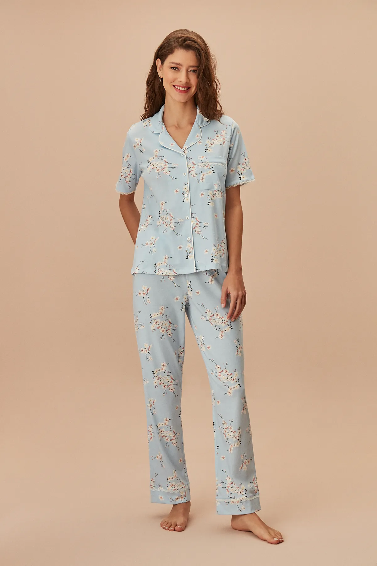 SUWEN  Sakura Maskulines Pyjama-Set