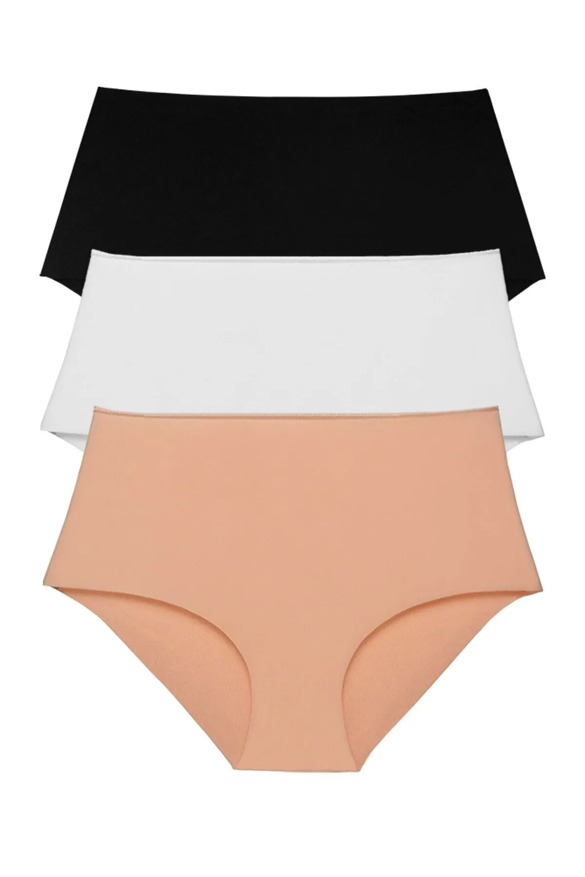 Sensu  Nahtlose, lasergeschnittene Höschen mit hoher Taille für Damen (ELASTY WAIST), 3er-Set